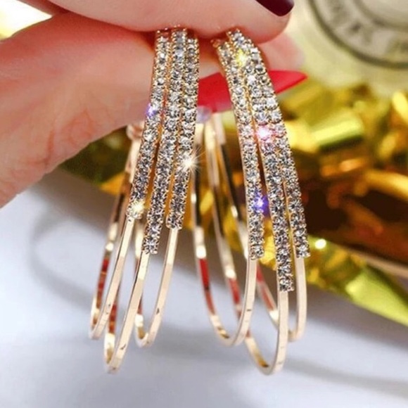 18K yellow gold plated hoop earrings - Picture 4 of 7